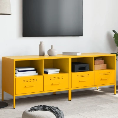 Afbeelding van Tv meubelen 2 st 68x39x50,5 cm koudgewalst staal mosterdgeel