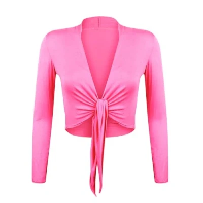 Afbeelding van Gloop Bolero voor dames, met lange mouwen, geknoopt, Neon meloen., XL