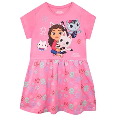 Afbeelding van Dreamworks Gabby&#039;s poppenhuis kinderen bloem skater jurk Gabby, Roze