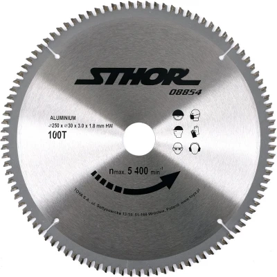 Afbeelding van STHOR Cirkelzaagblad Ø250mm 100T Binnendiameter 30 mm Voor Aluminium