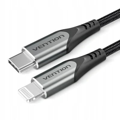 Afbeelding van Kabel Lightning Vention TACHH Grijs 2 m (1 Stuks)