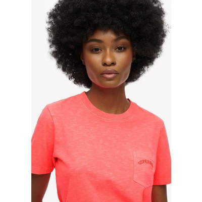 Afbeelding van Superdry Essential LOGO Garment DYE Tshirt basic, Dames, Maat: 42, Fiery coral
