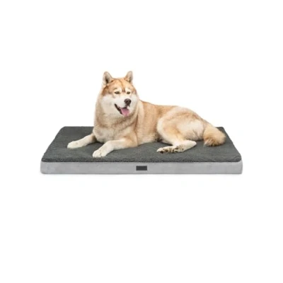 Afbeelding van lionto Orthopedisch hondenbed, 112 x 81 8 cm, robuust kussen van zacht pluche, wasbare hoes, antislip, waterdicht, voor kleine en grote honden katten, grijs