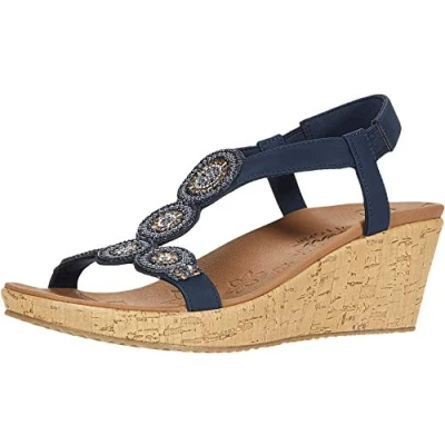 Afbeelding van Skechers Sandales Beverlee Date Glam Wedge pour femme, US, bleu marine, 41 EU