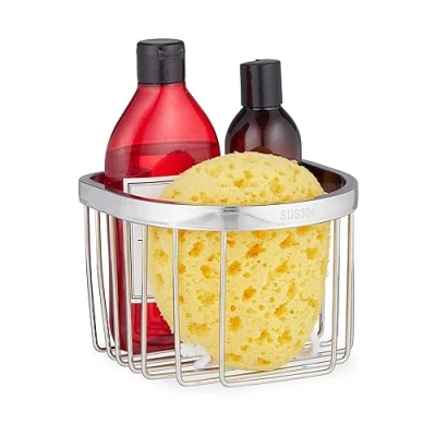 Afbeelding van Relaxdays douchemandje rvs doucherek hangend zilveren shampoo rekje douche badkamer