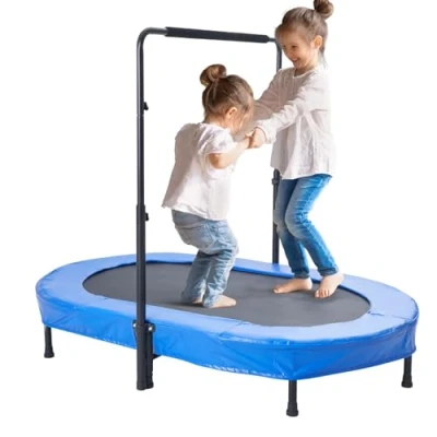 Image de VEVOR Mini trampoline pliable fitness rebounder pour tout petits 1435 mm bleu