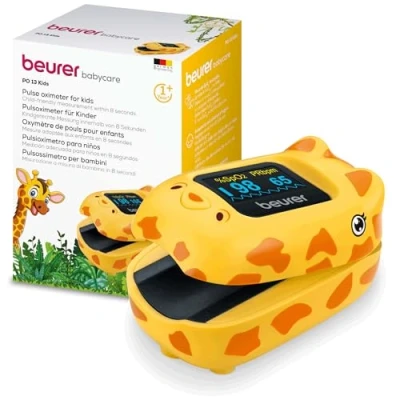 Afbeelding van Beurer PO 13 Kids Vingerpulsoximeter voor kinderen vanaf 1 jaar Meting van hartslag en zuurstofverzadiging in seconden Klein formaat Automatische schermuitlijning Met tas