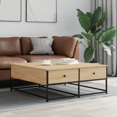 Afbeelding van Salontafel 100x99x40 cm bewerkt hout sonoma eikenkleurig