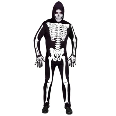 Afbeelding van Widmann Spook &amp; Skelet Kostuum Wandelende Bottenzak Man Zwart / Wit XL Carnavalskleding Verkleedkleding