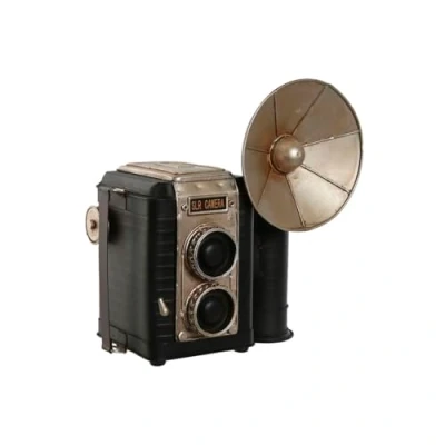 Afbeelding van Decoratieve figuren Home ESPRIT Zwart Zilverkleurig Fotocamera Vintage 25 x 14 24 cm