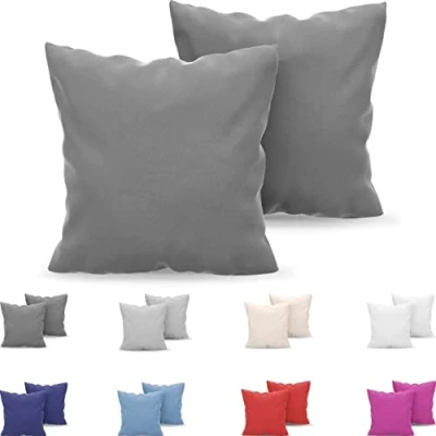 Afbeelding van Dreamzie Kussensloop, 80 x cm, van microvezel, Oeko Tex gecertificeerd, zachte en geborstelde kussenovertrek, fluweelzacht, zilvergrijs, 2 stuks