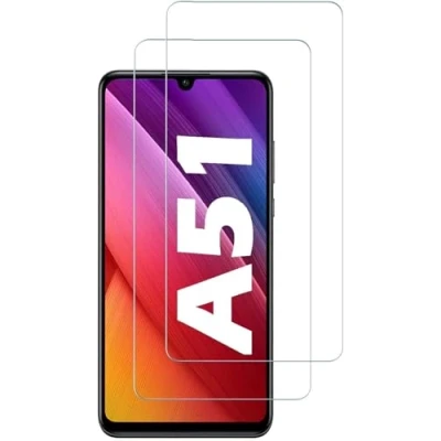 Afbeelding van 2 stuks displaybeschermfolie compatibel met Samsung Galaxy A51, zonder glas, 9H, 100% vingerafdruksensor, nano glas