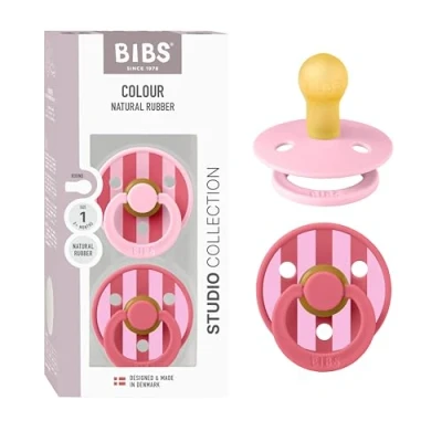 Afbeelding van BIBS Speen Maat 1 Studio Colour Block Baby Pink Coral Mix 2St
