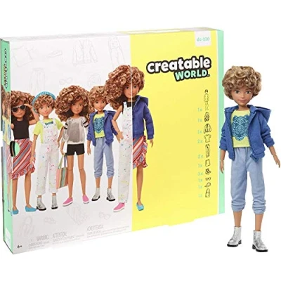 Afbeelding van Mattel Creatable World GGG56 pop om te personaliseren met blond haar, kleding en accessoires, creatief speelgoed voor kinderen vanaf 6 jaar