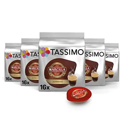 Image de Tassimo Lot de 5 capsules café Marcilla Espresso 80 compatibles avec machine à