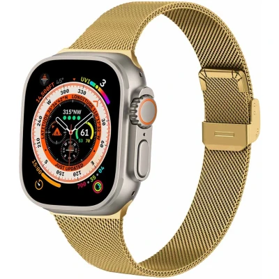 Afbeelding van imoshion Milanees vouw bandje Geschikt voor Apple Watch 4, 5, 6, 7, 8, 9, 10, SE, Ultra (2) 44/45/46/49 mm Goud One Size