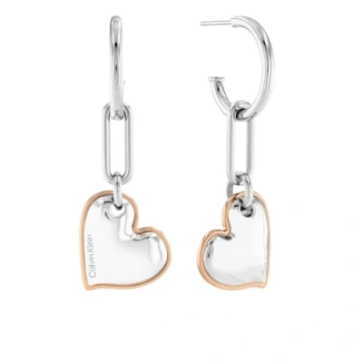 Afbeelding van Calvin Klein CJ35000304 Dames Oorbellen Oorhangers Sieraad Hart Staal Zilverkleurig 2 mm breed 15 lang