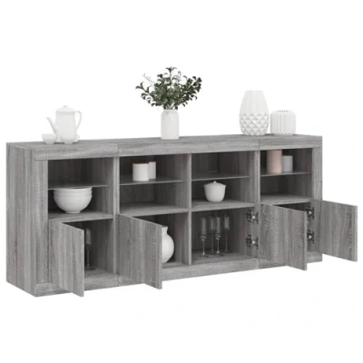 Afbeelding van vidaXL Dressoir met LED verlichting 163x37x67 cm grijs sonoma eiken