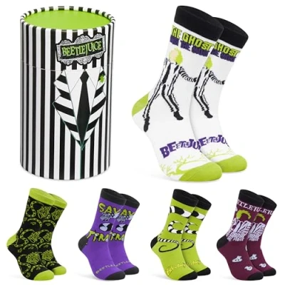 Afbeelding van BEETLEJUICE 5 paar fantasiesokken voor heren, cadeau hem, zwart/meerkleurig, 6,5/10,5 UK, Zwart/Veelkleurig