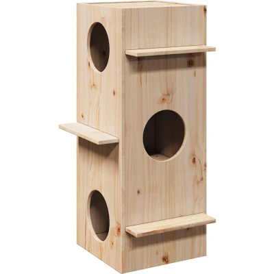 Afbeelding van Kattenhuis 43x43x90 cm massief grenenhout
