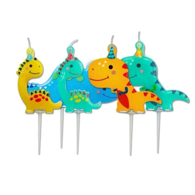 Afbeelding van Taartkaarsjes kleine Dino&#039;s 5 stuks