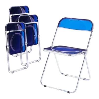 Afbeelding van Klapstoel set van 4 Pornainen 74x46x47 cm donkerblauw [en.casa]