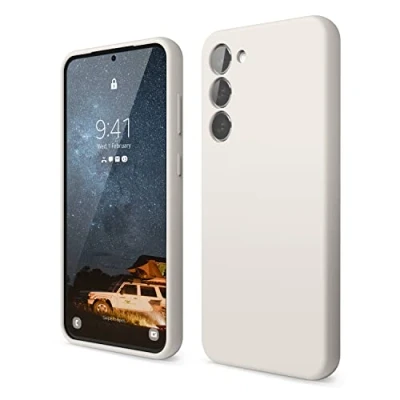 Afbeelding van elago Vloeibare siliconen beschermhoes compatibel met Samsung Galaxy S23 Plus, premium siliconen, volledige bescherming, 4 laags schokbestendige hoes (Stone)