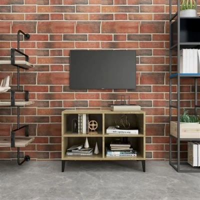 Afbeelding van vidaXL Tv meubel met metalen poten 69,5x30x50 cm sonoma eikenkleurig