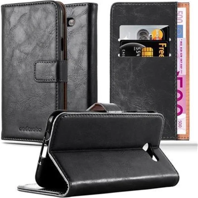 Afbeelding van Cadorabo Hoesje geschikt voor Samsung Galaxy J7 2017 US Version in ZWART GRAFIET Beschermhoes met magnetische sluiting, standfunctie en kaartvakje Book Case Cover Etui