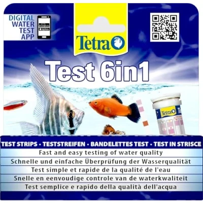 Image de TETRA Bandelettes de Test 6 en 1 Pour le Contrôle la Qualité l&#039;Eau 60 Secondes 25