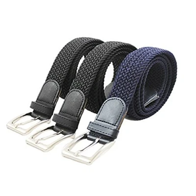 Afbeelding van Safekeepers 3 stuks Elastische broekriem Stretch riem Vlecht Gevlochten Elastiek unisex Kleur 2 zwart en 1 blauw