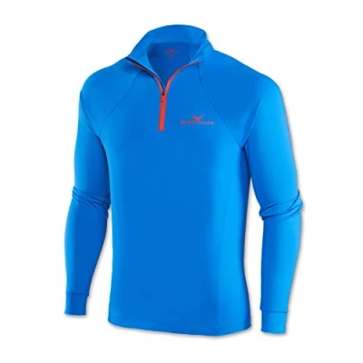 Afbeelding van Black Crevice Herenskishirt met ritssluiting, lichtblauw/rood, maat XXL