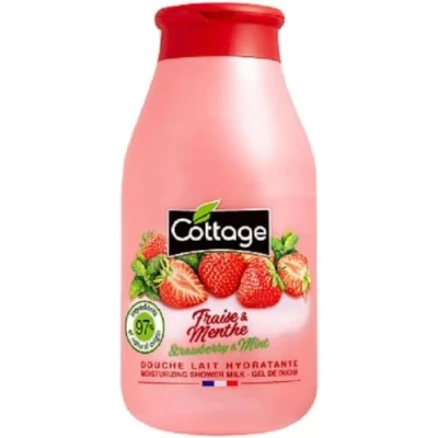 Afbeelding van Cottage Douchegel, hydraterend, 97% ingrediënten van natuurlijke oorsprong, 250 ml, gemaakt in Frankrijk, aardbei en munt