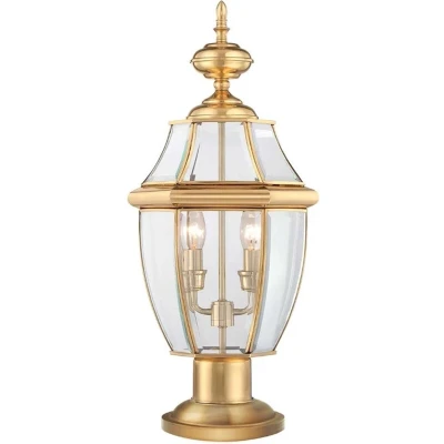 Afbeelding van Quoizel Mini LED Tuin Pilaar Newbury 2X E14 Max 60W IP44 (Outdoor) Lacquered Polished Brass