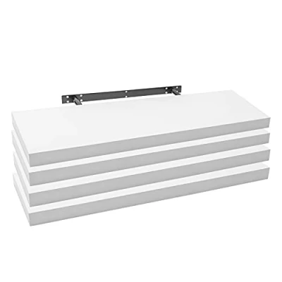 Afbeelding van WOLTU RG9370ws 4 Set van zwevende wandplanken MDF, wit, voor woonkamer, keuken, slaapkamer, badkamer enz