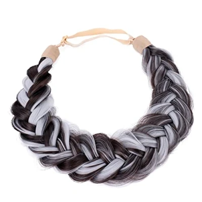 Afbeelding van CAISHA HZ308 Gevlochten Haarband, Haaraccessoires, Lichtgrijs, Donkerbruin