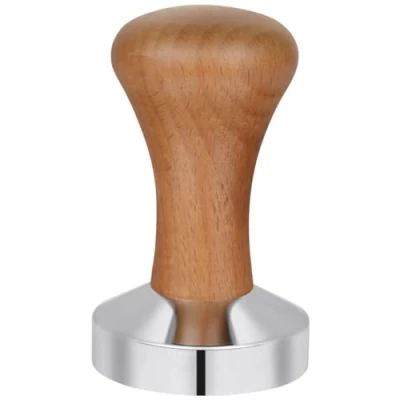 Afbeelding van Vicloon Koffietamper, espressostempel, roestvrij staal, hout, donker hout