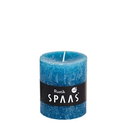 Afbeelding van Spaas Rustieke cilinderkaars 70/80 mm turkoois 8ST