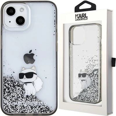 Afbeelding van Karl Lagerfeld KLHCP15SLKCNSK iPhone 15 6.1 transparante hardcase Liquid Glitter Choupette