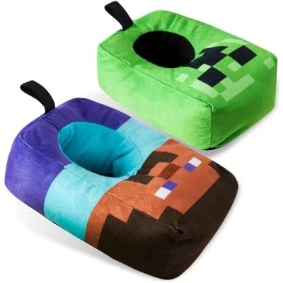 Afbeelding van Minecraft Kinderpantoffels, pluche, Creeper 3D pantoffels, Meerkleurig