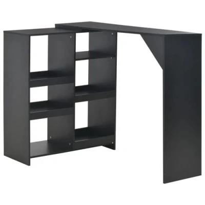 Afbeelding van vidaXL Bartafel met verplaatsbaar schap 138x39x110 cm zwart