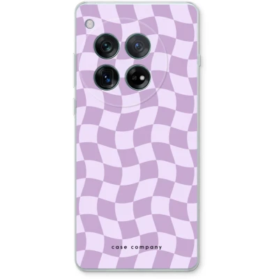 Afbeelding van Case Company® hoesje geschikt voor OnePlus 12r Grid Paars Soft Cover Telefoonhoesje Bescherming aan alle Kanten en Schermrand