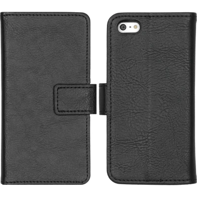 Afbeelding van iMoshion Hoesje Geschikt voor iPhone SE (2016) / 5 5s Met Pasjeshouder Luxe Bookcase Zwart