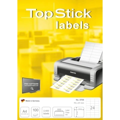 Afbeelding van Top Stick 8706 printeretiket Wit Zelfklevend printerlabel