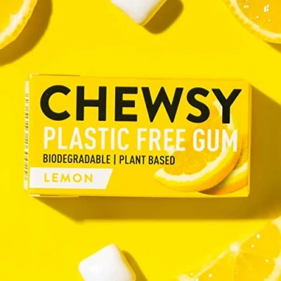 Afbeelding van Chewsy Citroen natuurlijk kauwgom zonder plastic suiker en aspartamvrij 100% ylitol tandvriendelijk veganistisch 15 g (12 stuks)