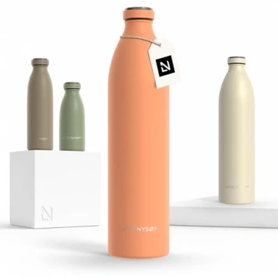 Afbeelding van LARS NYSØM &#039;Ren&#039; Roestvrijstalen drinkfles 1500ml BPA vrij geïsoleerde waterfles 1,50 Liter Pumpkin Orange