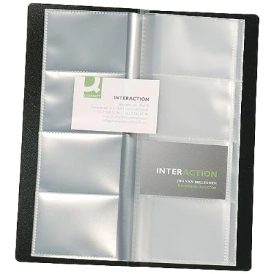 Afbeelding van Q CONNECT visitekaartenmap 11 x 26 cm voor 160 kaarten zwart visitekaartenmappen