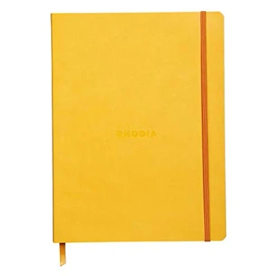 Afbeelding van RHODIA 117566C Notitieboek, zacht, narcis, 19 x 25 cm, gestippeld, 160 pagina&#039;s, lichtbruin papier, 90 g, bladwijzer, elastische sluiting, omslag van kunstleer, collectie Rhodiarama