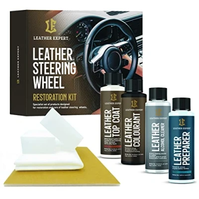 Afbeelding van Lederen stuurwielonderhouds en renovatieset voor autobezitters Met lederlak, leerlak, reiniger, voorbereider 50 ml accessoires velgenset