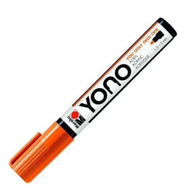 Afbeelding van Marabu YONO 12400103013 marker oranje 013 veelzijdige acrylstift met 1,5 tot 3 mm Japanse kogelpunt, op waterbasis, licht en waterbestendig, voor bijna alle oppervlakken